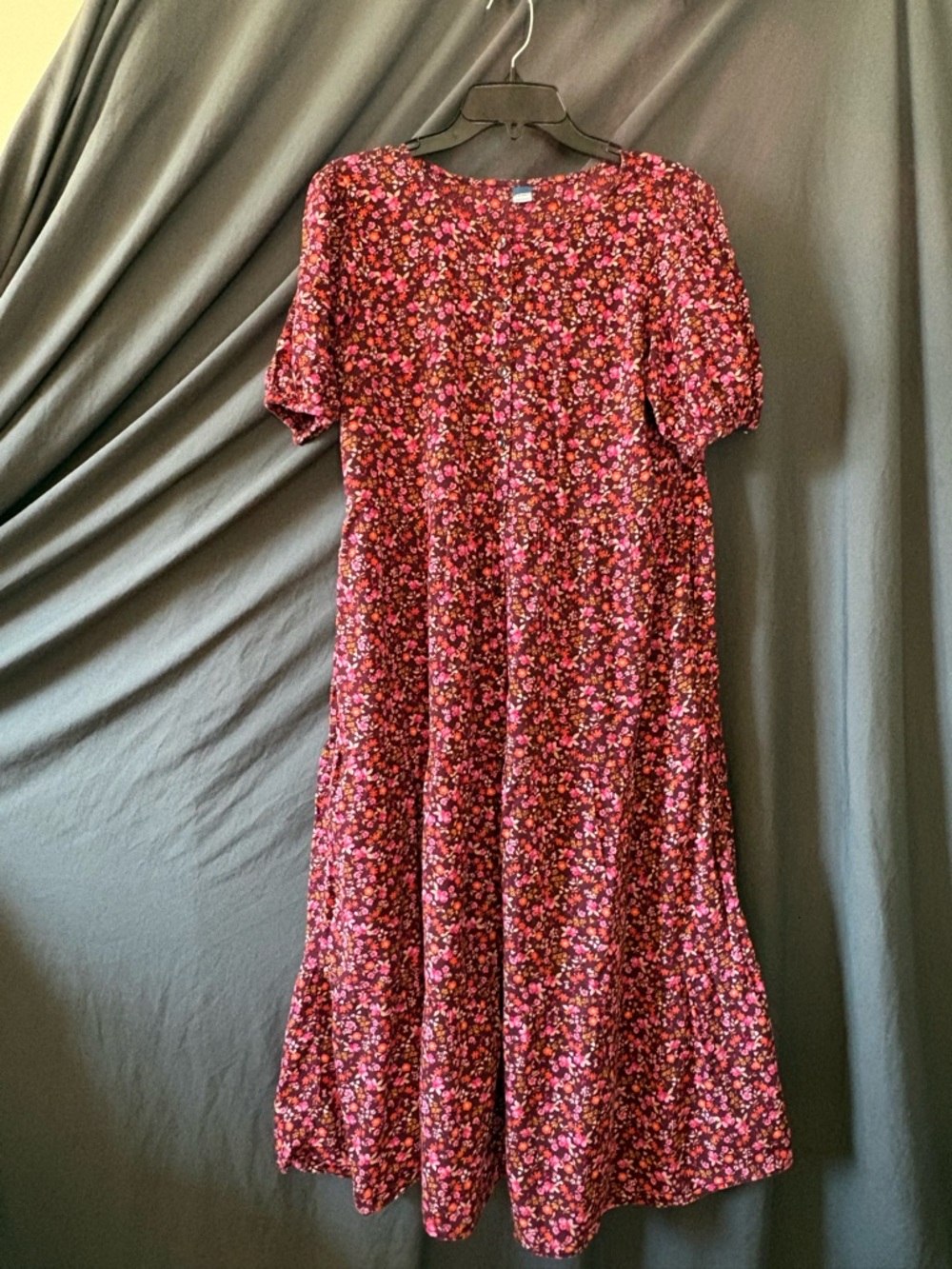 Old Navy Burgundy Pink Floral Midi Dress